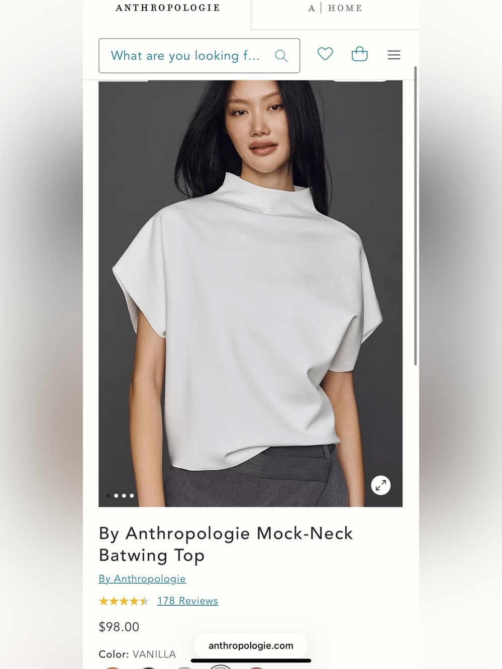 Anthropologie Mock-Neck Batwing Top